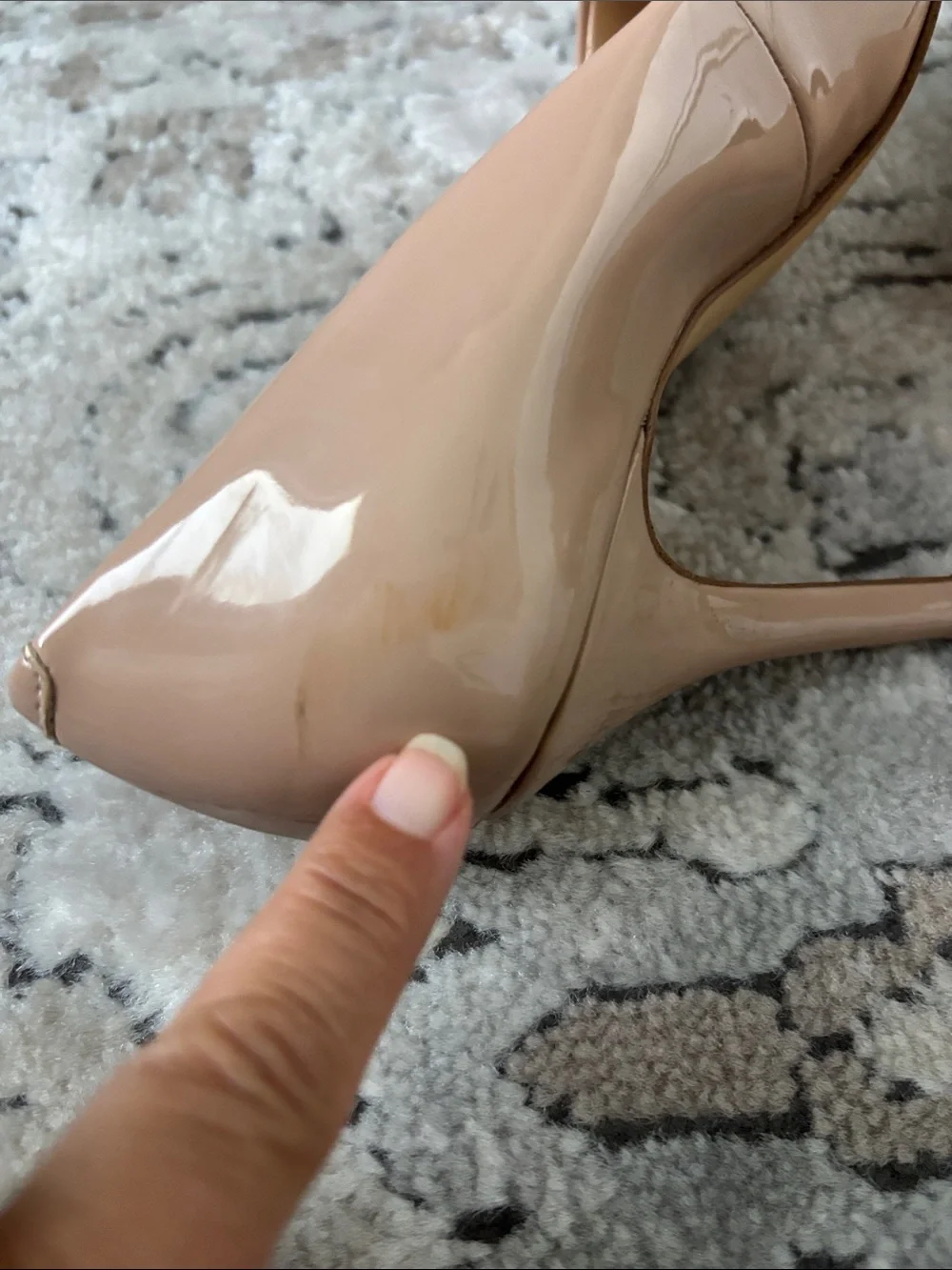 Nine West 6.5 Fresh Pointy Toe Pumps in Antique Taupe Patent Stiletto High Heel
